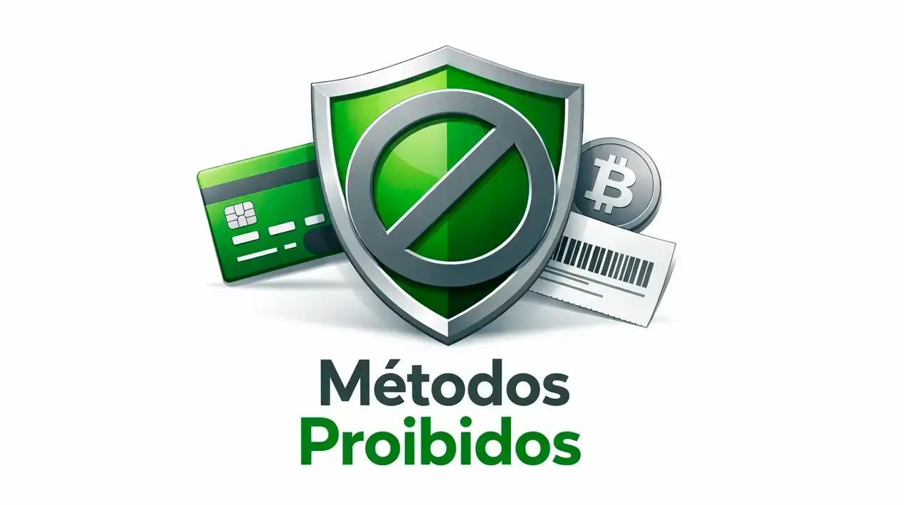 Escudo de proteção simbolizando segurança contra métodos de pagamento proibidos